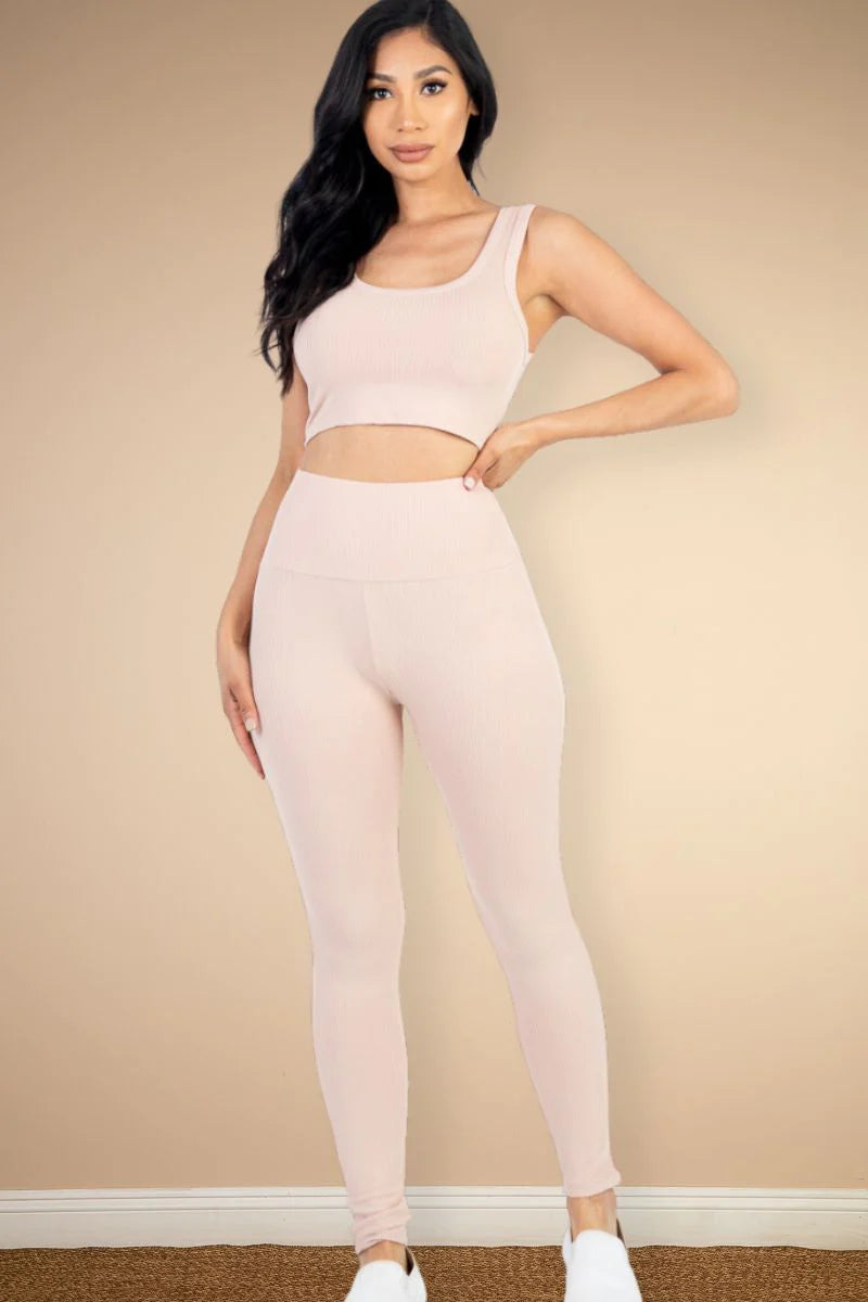 Ribbed Crop Top & Leggings Set (CAPELLA)